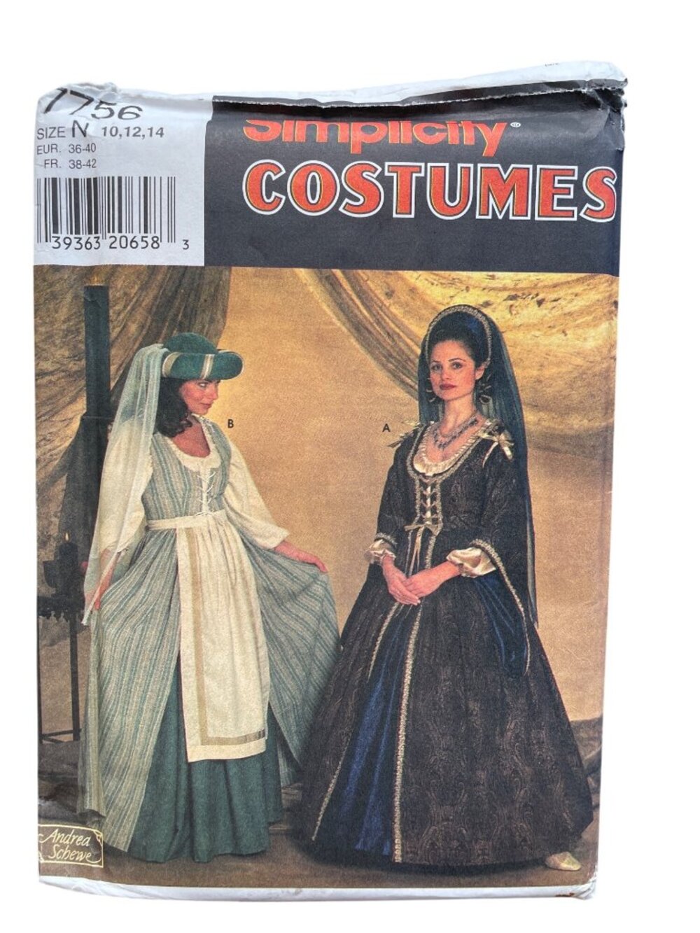90s Simplicity 7756  Pattern Sizes 10-14 Renaissance Medieval Costumes UNCUT